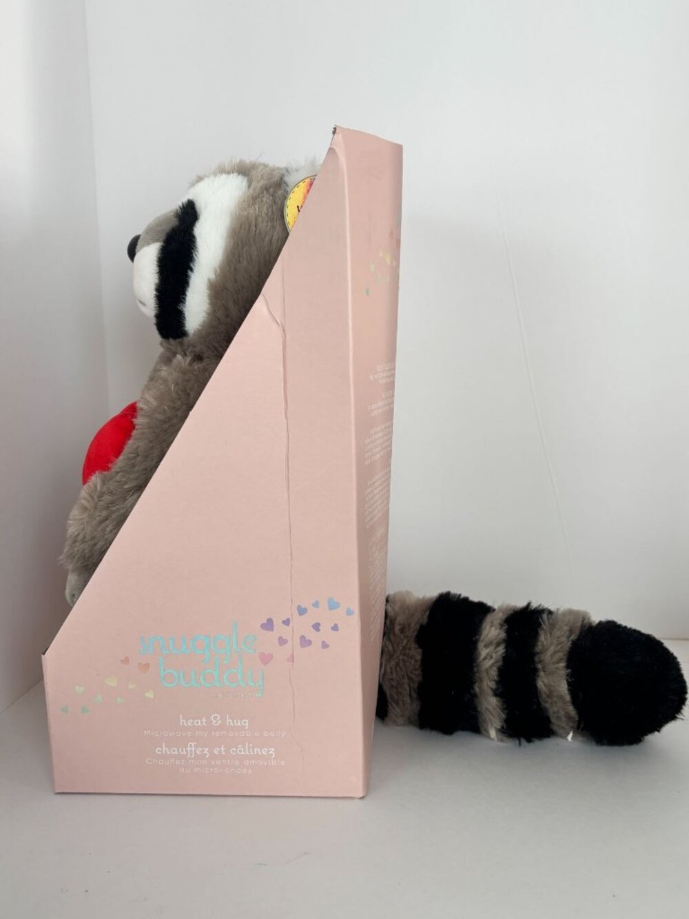Snuggle Buddy Heat and Hug Plush Raccoon Microwavable Removable Belly Heart - Picture 5 of 11